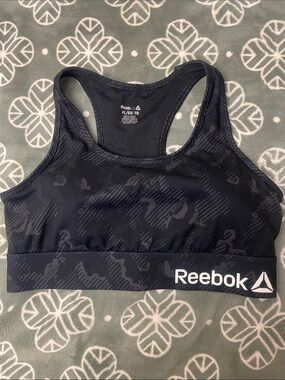 Reebok Black Patterned Racerback Sports Bra Size XL never worn only washed once